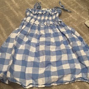 Blue gingham smocked sundress little girls